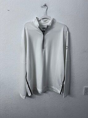 Callaway WeatherSeries White Golf Pullover With Embroidered Character & 1/4 Zip